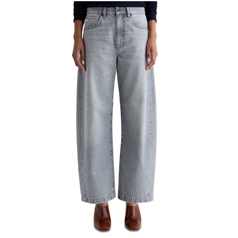 AG Hattie High Rise Barrel Jeans Al Fresco Grey Rigid Denim Size 30 NEW